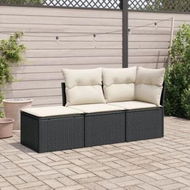 Detailed information about the product 3 Piece Garden Sofa Set with Cushions Black Poly Rattan