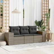 Detailed information about the product 3 Piece Garden Sofa Set with Cushions Grey Poly Rattan