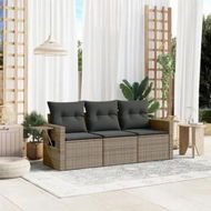 Detailed information about the product 3 Piece Garden Sofa Set with Cushions Grey Poly Rattan