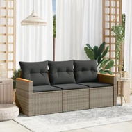 Detailed information about the product 3 Piece Garden Sofa Set with Cushions Grey Poly Rattan