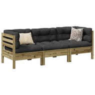 Detailed information about the product 3 Piece Garden Sofa Set with Cushions Impregnated Wood Pine