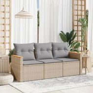 Detailed information about the product 3 Piece Garden Sofa Set with Cushions Mix Beige Poly Rattan