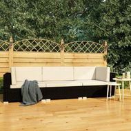 Detailed information about the product 3 Piece Garden Sofa Set With Cushions Poly Rattan Black