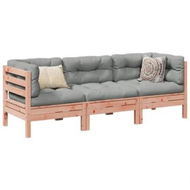 Detailed information about the product 3 Piece Garden Sofa Set with Cushions Solid Wood Douglas Fir