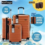 Detailed information about the product 3 Piece Luggage Travel Set Hard Carry On Suitcases Lightweight Trolley With 2 Covers And TSA Lock Orange