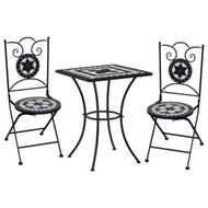 Detailed information about the product 3 Piece Mosaic Bistro Set Ceramic Tile Black And White