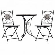 Detailed information about the product 3 Piece Mosaic Bistro Set Ceramic Tile Grey