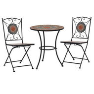 Detailed information about the product 3-Piece Mosaic Bistro Set - Ceramic Tile Orange/Grey.