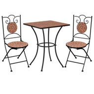 Detailed information about the product 3 Piece Mosaic Bistro Set Ceramic Tile Terracotta