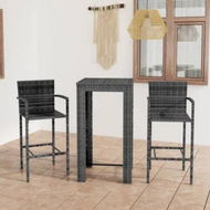 Detailed information about the product 3 Piece Outdoor Bar Set with Armrest Poly Rattan Grey