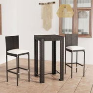 Detailed information about the product 3 Piece Outdoor Bar Set with Cushions Poly Rattan Black