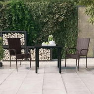 Detailed information about the product 3 Piece Outdoor Dining Set Brown and Black