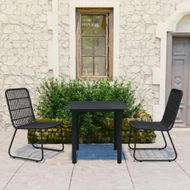 Detailed information about the product 3 Piece Outdoor Dining Set Poly Rattan and Glass