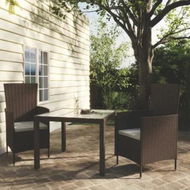 Detailed information about the product 3 Piece Outdoor Dining Set Poly Rattan Brown