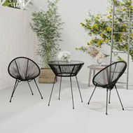 Detailed information about the product 3 Piece Outdoor Dining Set PVC Rattan Black