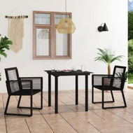 Detailed information about the product 3 Piece Outdoor Dining Set PVC Rattan Black