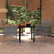 Detailed information about the product 3 Piece Outdoor Dining Set with Cushions Grey and Black