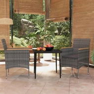 Detailed information about the product 3 Piece Outdoor Dining Set with Cushions Grey and Black
