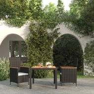 Detailed information about the product 3 Piece Outdoor Dining Set with Cushions Poly Rattan Black