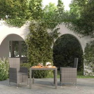 Detailed information about the product 3 Piece Outdoor Dining Set with Cushions Poly Rattan Grey