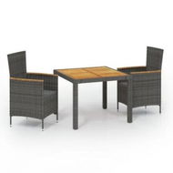 Detailed information about the product 3 Piece Outdoor Dining Set with Cushions Poly Rattan Grey