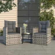 Detailed information about the product 3 Piece Outdoor Lounge Set with Cushions Poly Rattan Grey