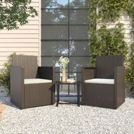 Detailed information about the product 3 Piece Outdoor Sofa Set With Cushions Black Poly Rattan