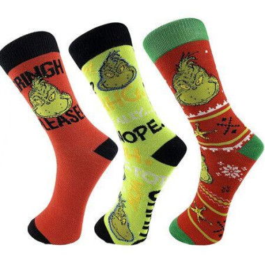 3 Piece Set Cartoon Grinch Trendy Socks Christmas Gift Ideal For Holiday Wear And Festive Events