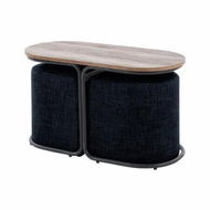 Detailed information about the product 3 Piece Set Coffee Table & Ottoman Wood Side End Table Industrial - Black