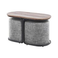 Detailed information about the product 3 Piece Set Coffee Table & Ottoman Wood Side End Table Industrial - DARK GREY