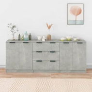 Detailed information about the product 3 Piece Sideboards Concrete Grey Engineered Wood