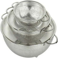 Detailed information about the product 3-Piece Stainless Steel Mesh Micro-Perforated Strainer Colander Set (1-Quart 2.5-Quart And 4.5-Quart)