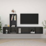 Detailed information about the product 3 Piece TV Cabinet Set High Gloss Grey Chipboard