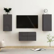 Detailed information about the product 3 Piece TV Cabinet Set High Gloss Grey Engineered Wood