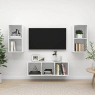 Detailed information about the product 3 Piece TV Cabinet Set High Gloss White Chipboard