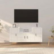 Detailed information about the product 3 Piece TV Cabinet Set High Gloss White Engineered Wood