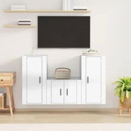 Detailed information about the product 3 Piece TV Cabinet Set High Gloss White Engineered Wood