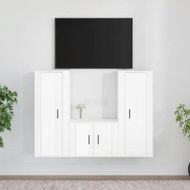 Detailed information about the product 3 Piece TV Cabinet Set High Gloss White Engineered Wood