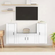 Detailed information about the product 3 Piece TV Cabinet Set High Gloss White Engineered Wood