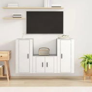 Detailed information about the product 3 Piece TV Cabinet Set White Engineered Wood