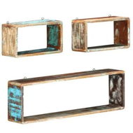 Detailed information about the product 3 Piece Wall Cube Shelf Set Solid Reclaimed Wood