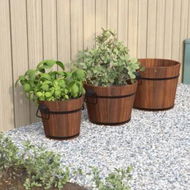 Detailed information about the product 3 Piece Wooden Bucket Planter Set Solid Wood Fir