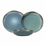 Detailed information about the product 3 Pieces Reactive Glazed Ceramic Organic Fine Dinner Set with Plate and Bowl EARTHY AQUA