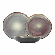 Detailed information about the product 3 Pieces Reactive Glazed Ceramic Organic Fine Dinner Set with Plate and Bowl EARTHY BLUE BROWN