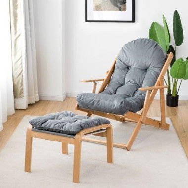 3-Position Adjustable Recliner Armchair With Footrest Stool Ottoman For Home/Office/Living Room/Patio.