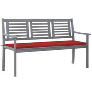 Detailed information about the product 3-Seater Garden Bench with Cushion 150 cm Grey Eucalyptus Wood