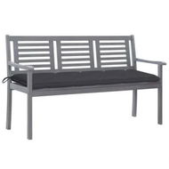 Detailed information about the product 3-Seater Garden Bench with Cushion 150 cm Grey Eucalyptus Wood