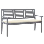 Detailed information about the product 3-Seater Garden Bench with Cushion 150 cm Grey Eucalyptus Wood