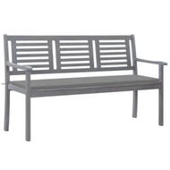 Detailed information about the product 3-Seater Garden Bench with Cushion 150 cm Grey Eucalyptus Wood