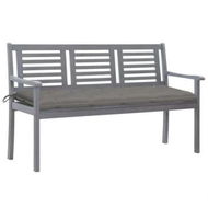 Detailed information about the product 3-Seater Garden Bench with Cushion 150 cm Grey Eucalyptus Wood